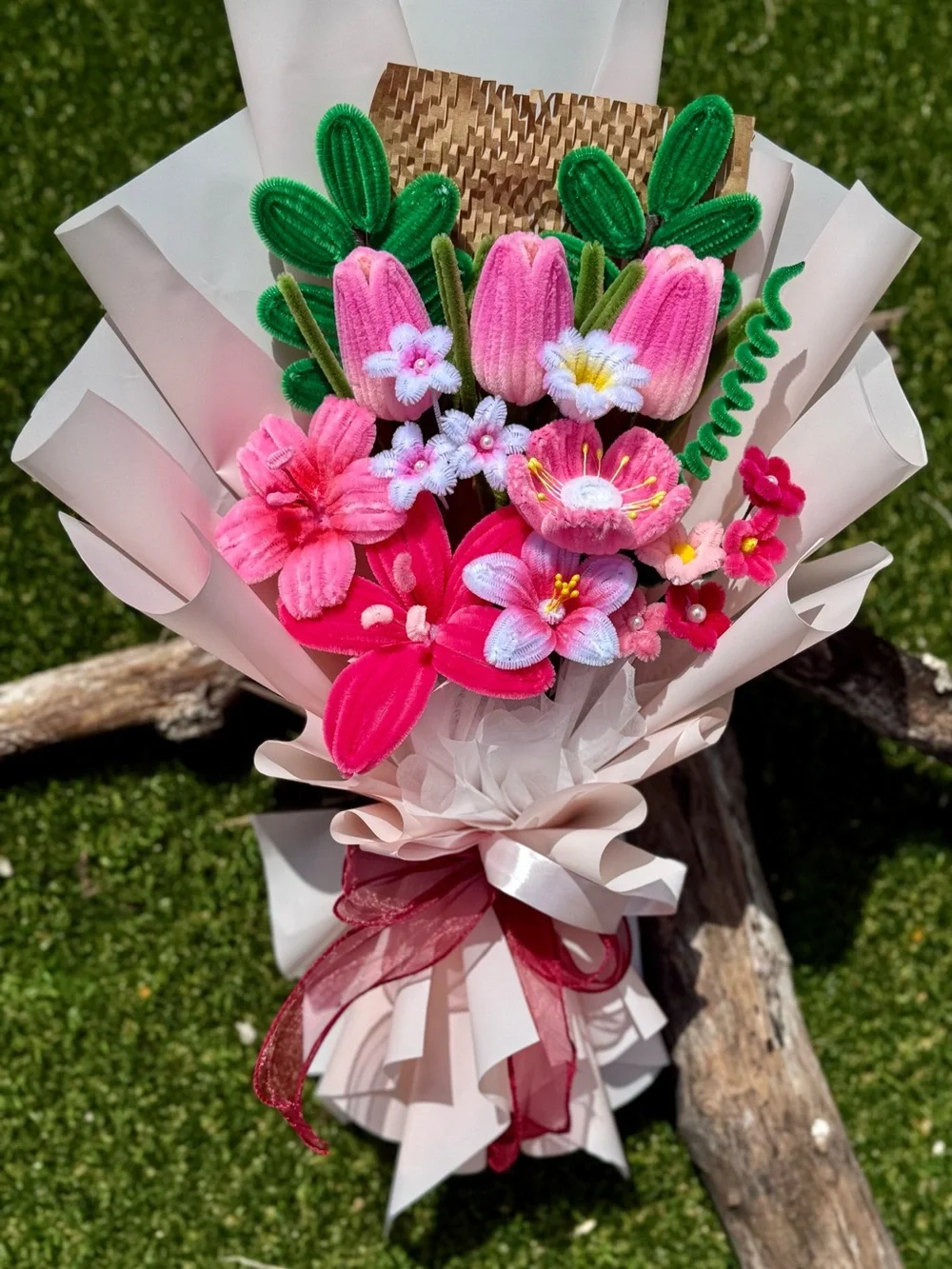 Pink Floral Holiday Garland Bouquet - Decorative Home Accent